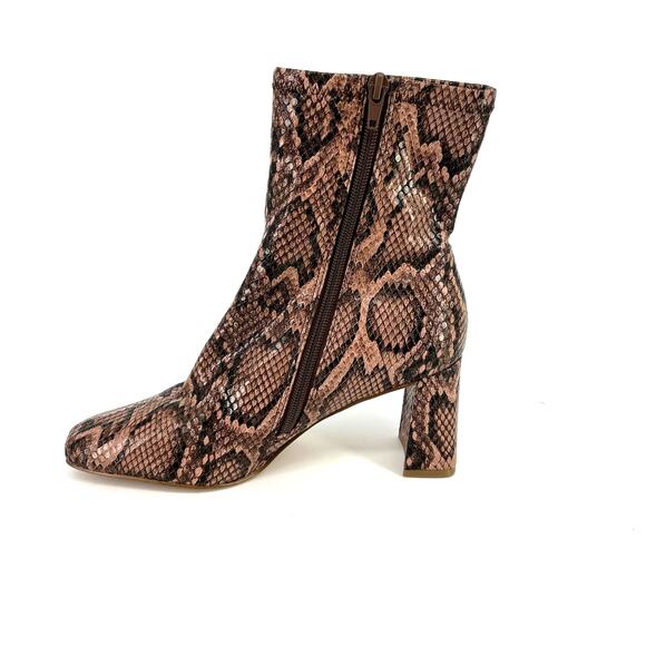 Steve Madden Harli Snakeskin Print Block Heel Boots Womens Sz 7 Brown Black - Picture 4 of 8